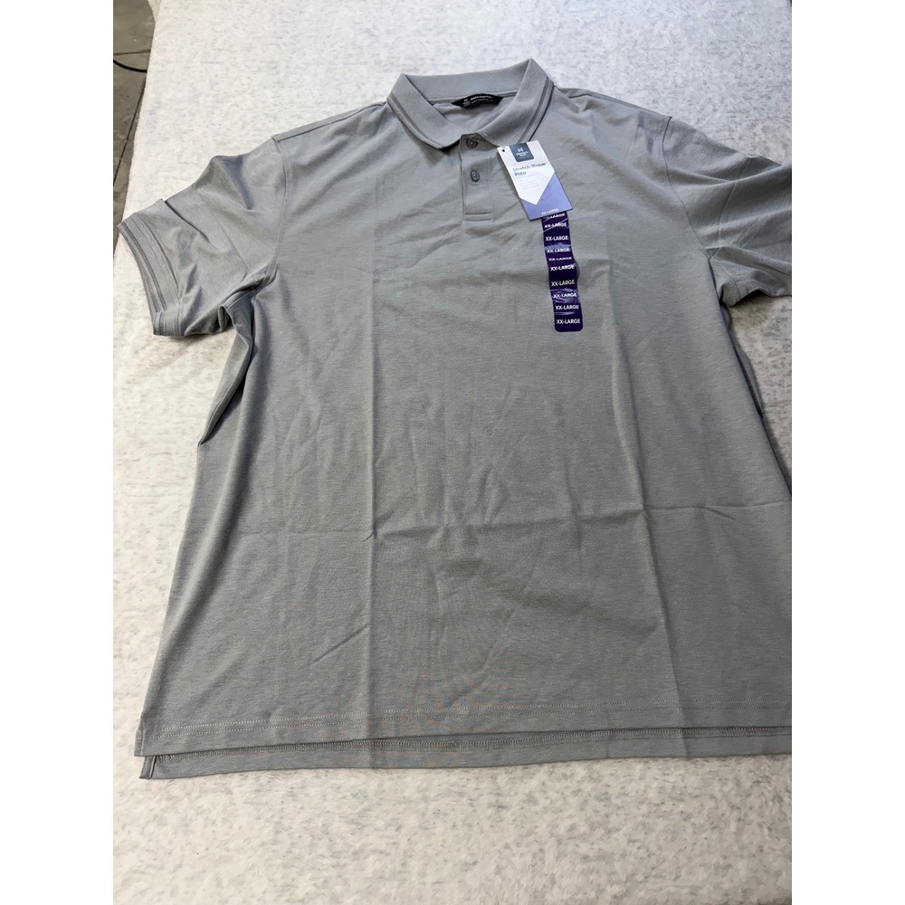 Members Mark Mens Stretch Pique Polo Shirt Gray XXL Classic Fit NWT
